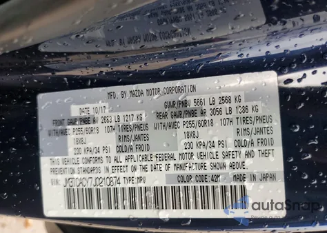 2018 Mazda Cx-9 Touring from USA, damaged, VIN JM3TCACY7J0210874